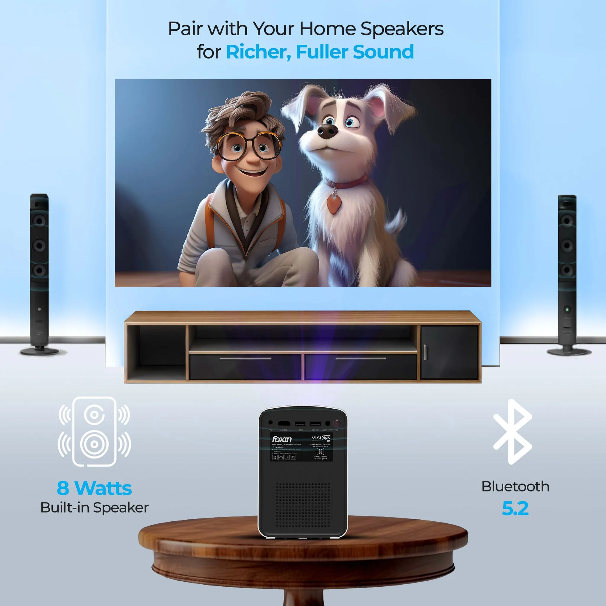 Foxin Projector Vision 500 (USB | HDMI) view 5